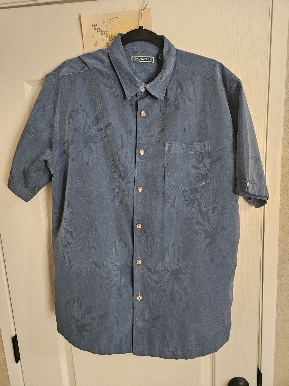 Cubavera Men's Blue Short-Sleeve Button-Up Shirt